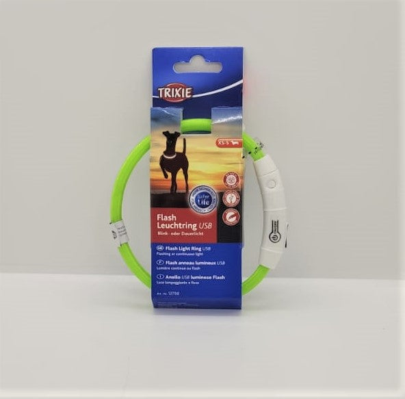 Trixie Flash Leuchtring Hundehalsband mit USB-Anschluss, bis zu ca. 3 Stunden Dauerlicht