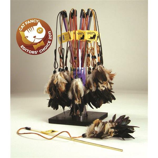 Vee Toys, Purrfect Bouncer, Katzenspielangel mit Federbüschel aus Naturfedern